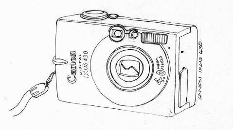 Line drawing Canon Ixus 430 Camera