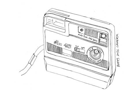 Line drawing Boots Disc 415 Camera