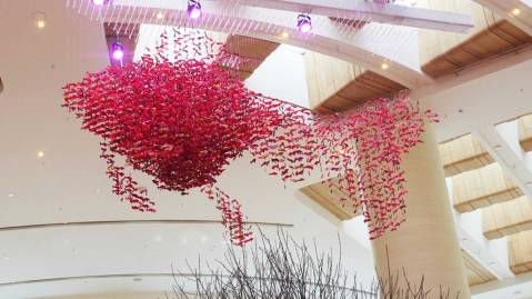 The six metre Fantail fish made from almost 5000 origami fish